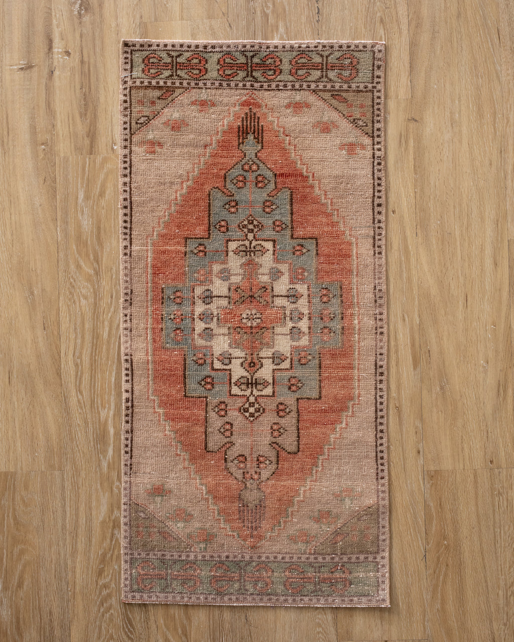 Small Blush Vintage Rug 2x3 turkish faded oushak 