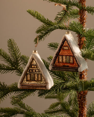 A-Frame Cabin Ornaments S/2