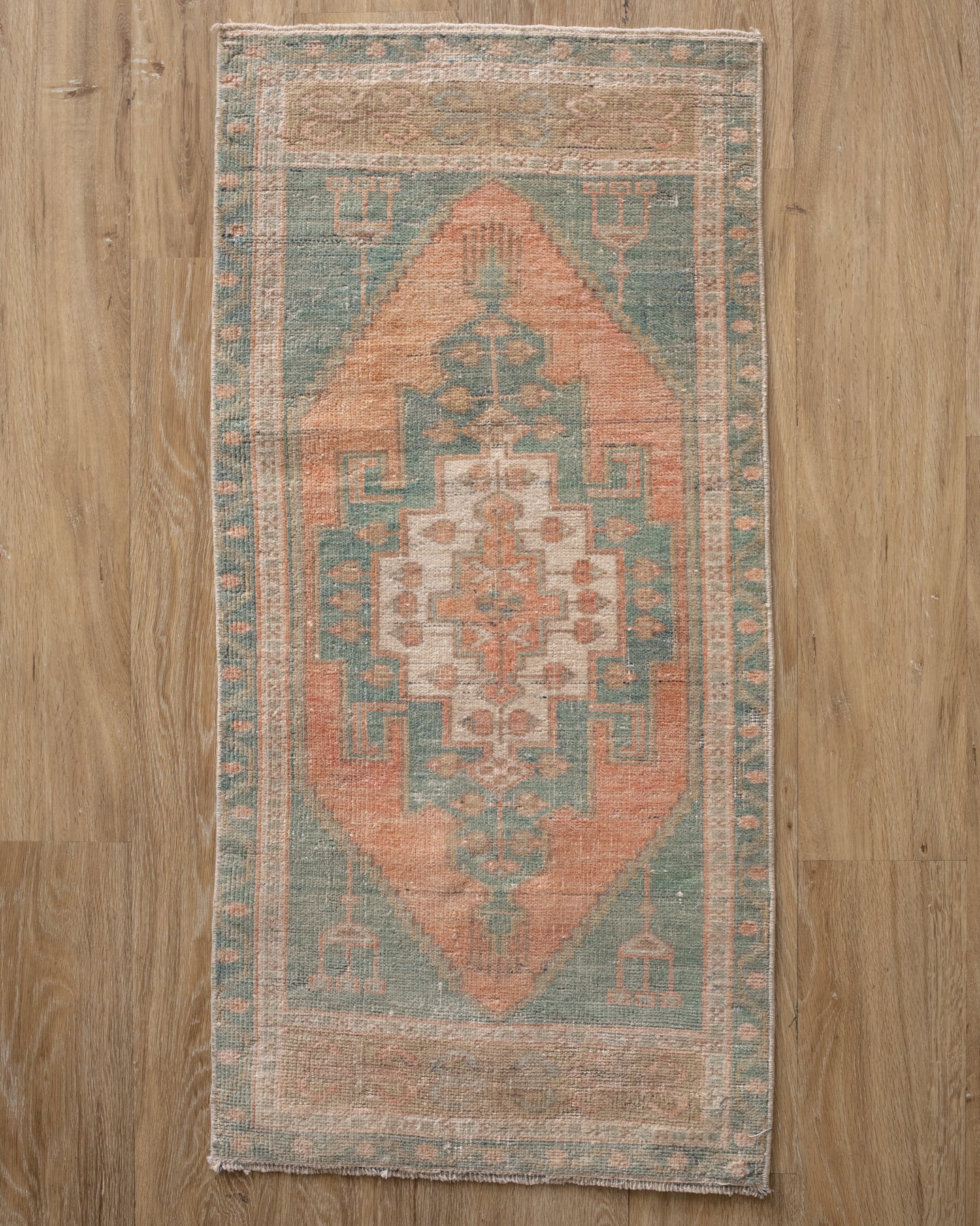 Small Blush Vintage Rug 2x3 turkish faded oushak 