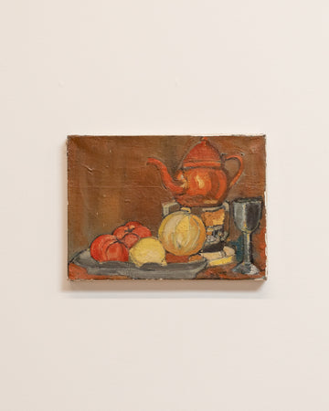 Pomodoro Tea Time Vintage Oil Painting