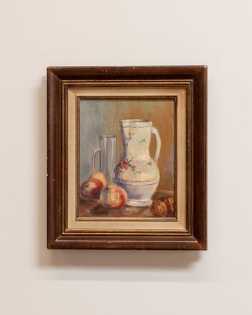 Still Life with Stone Fruit Vintage Oil Painting