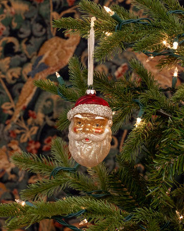 Jolly Santa Glass Ornament