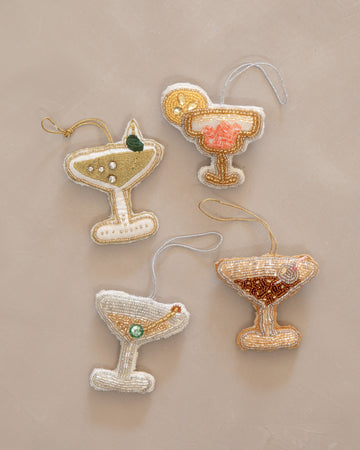 Holiday Cocktails Ornaments S/4