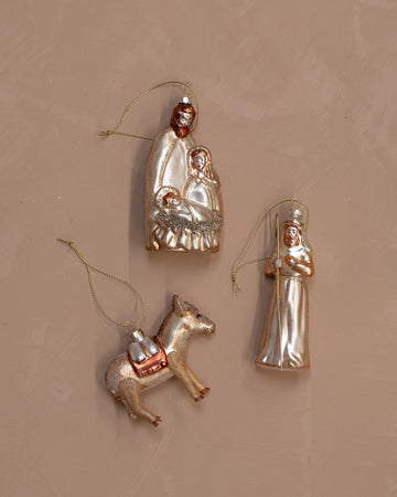 Nativity Glass Ornaments - S/3
