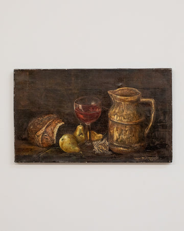 Vintage Wine and Pears Still Life