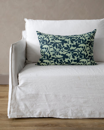 Deep Teal Floral Printed Lumbar