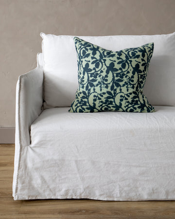 Deep Teal Floral Printed Pillow