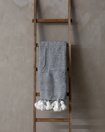 Kingdom Blanket In Black Pencil Stripe