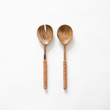 Leather Wrapped Salad Servers